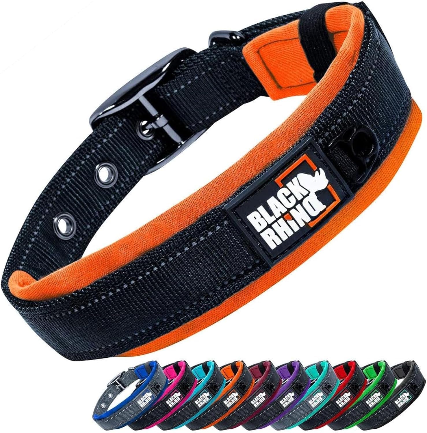 Black Rhino Padded Dog Collar