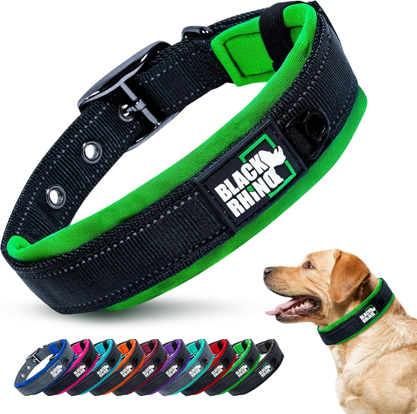 Black Rhino Padded Dog Collar