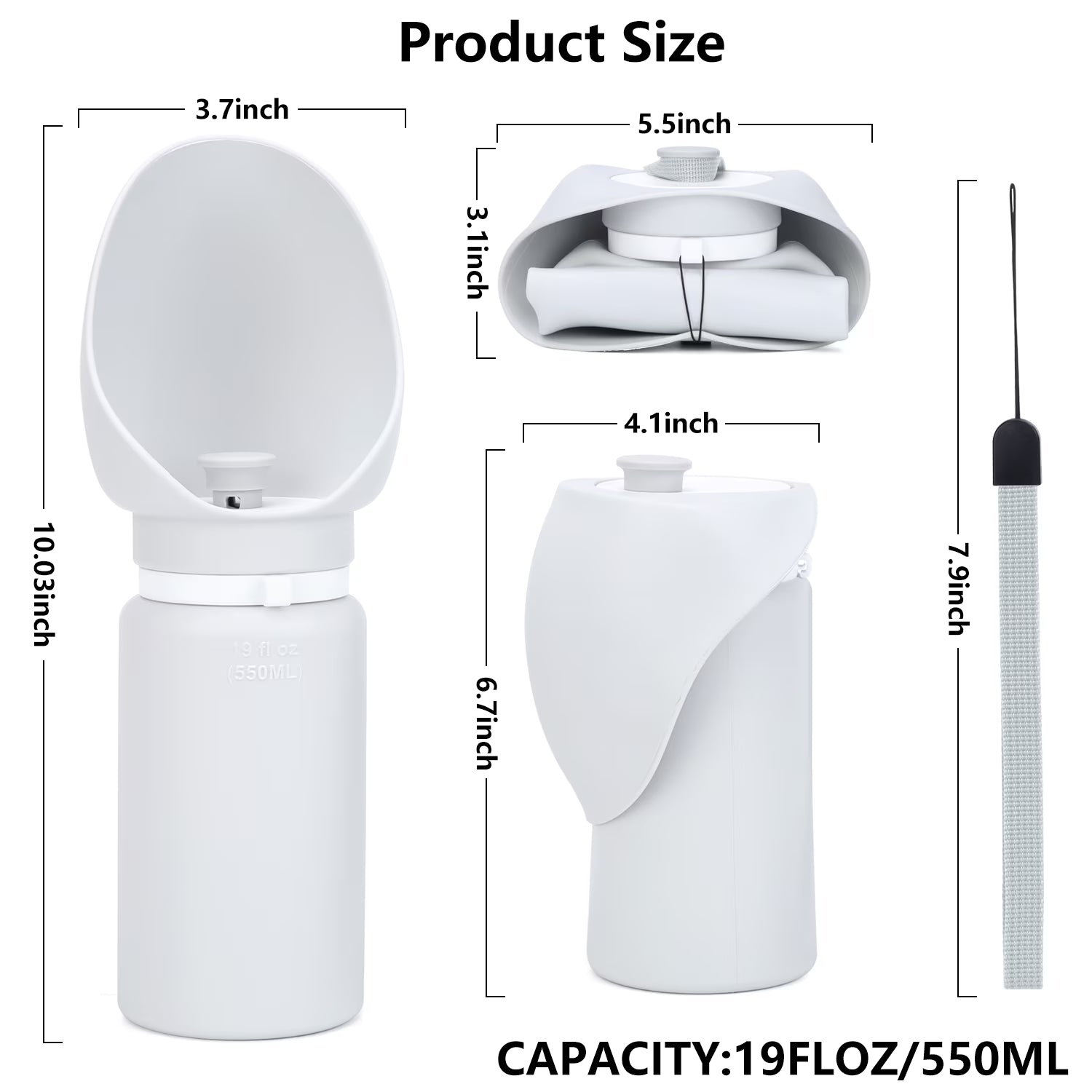 Dog Water Bottle - Leak-Proof Portable Dispenser for Travel, Hiking, and Walking (19 Oz)