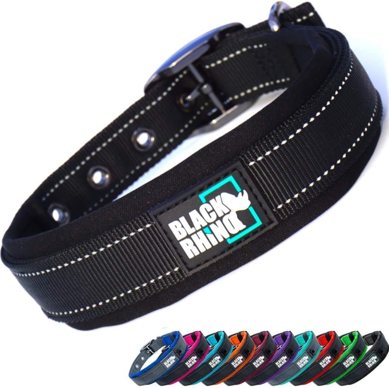 Black Rhino Padded Dog Collar