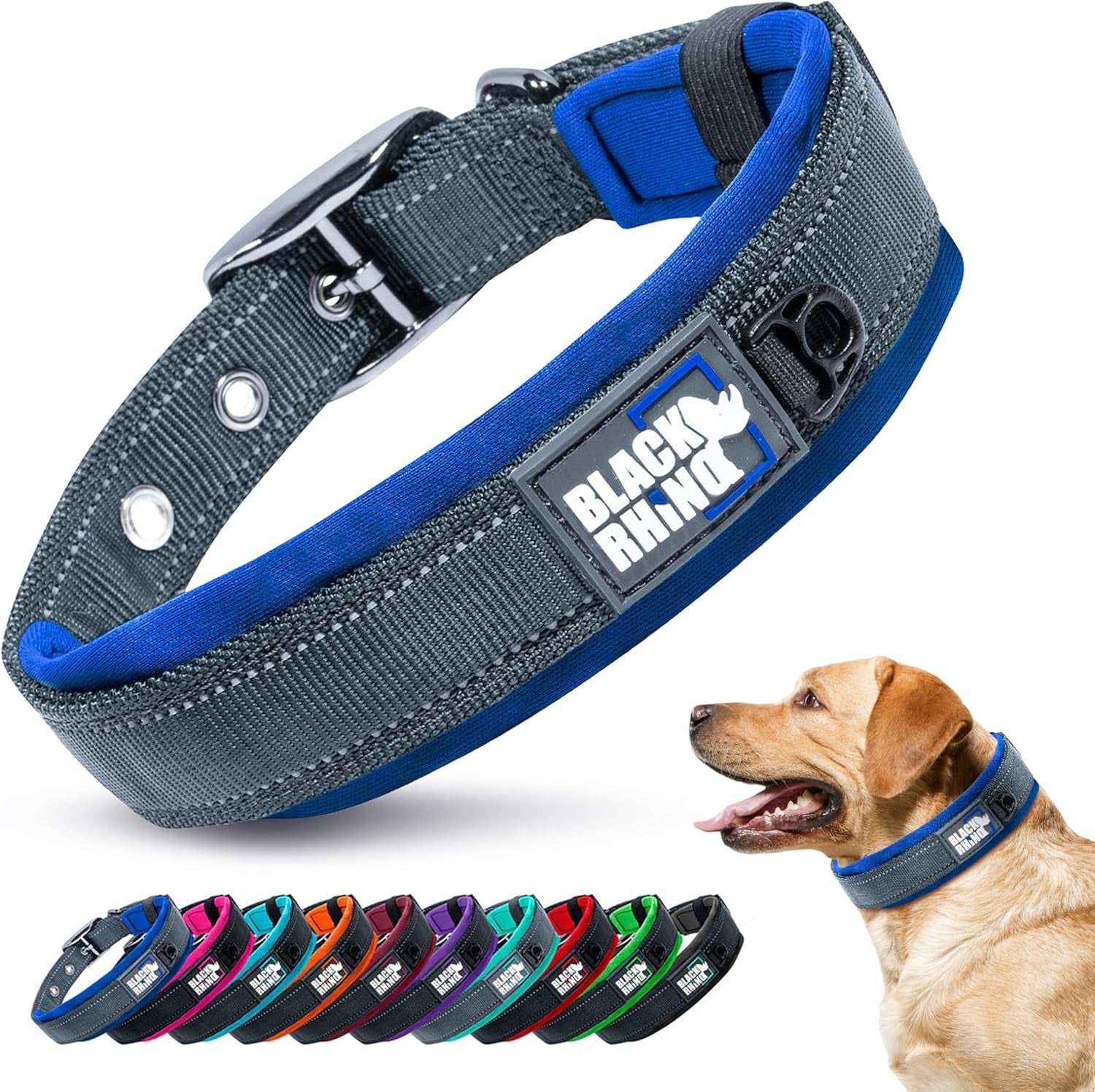 Black Rhino Padded Dog Collar