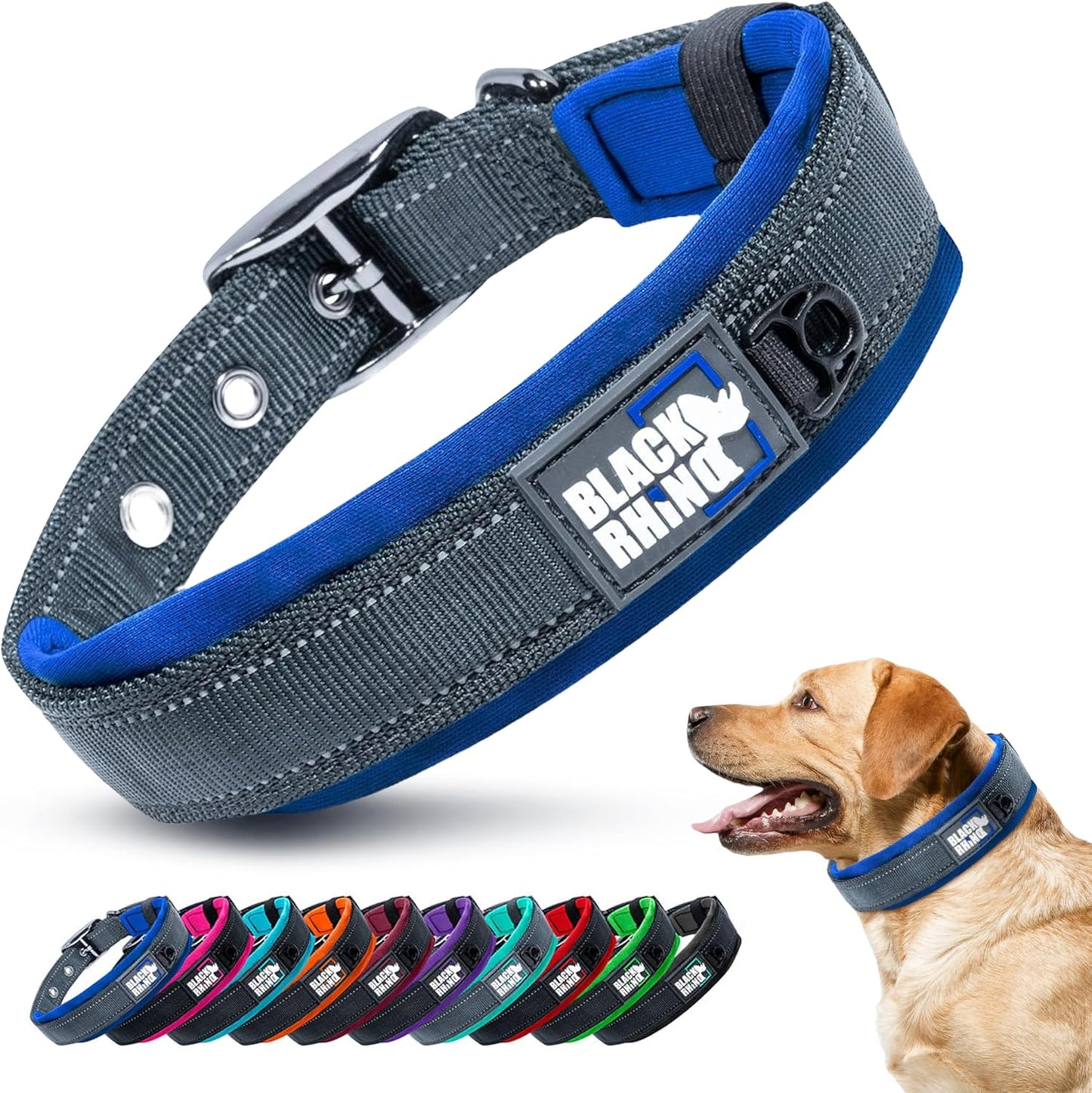 Black Rhino Padded Dog Collar