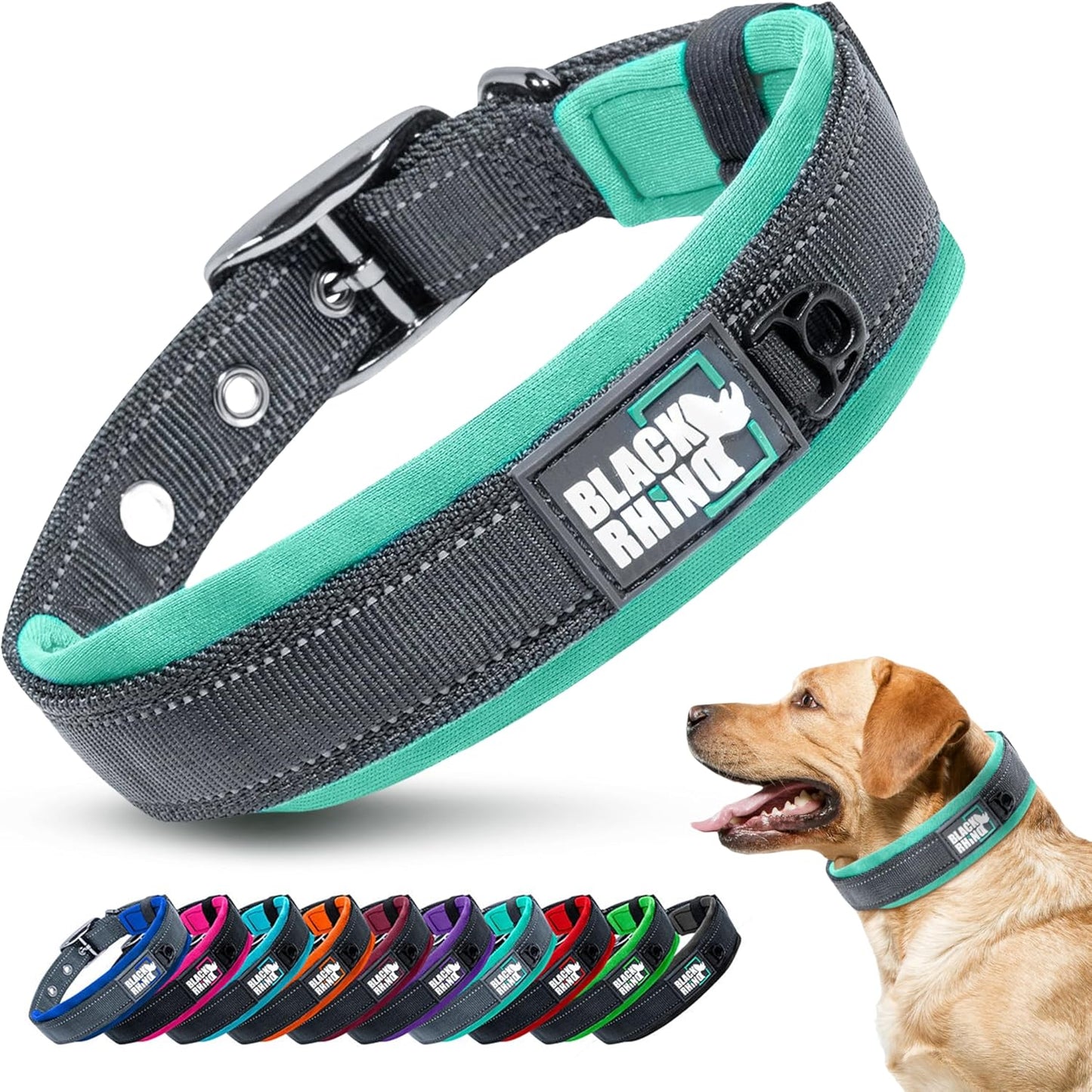 Black Rhino Padded Dog Collar