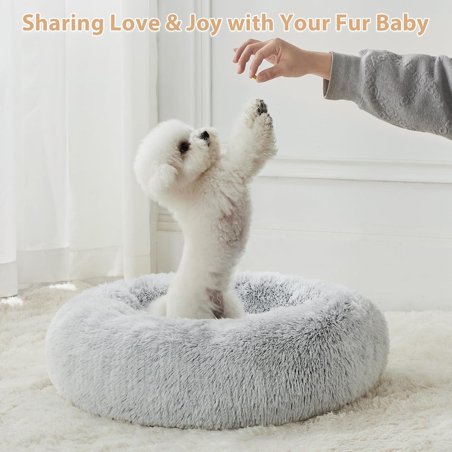 Donut Faux Fur Pet Bed (Multiple Colours)