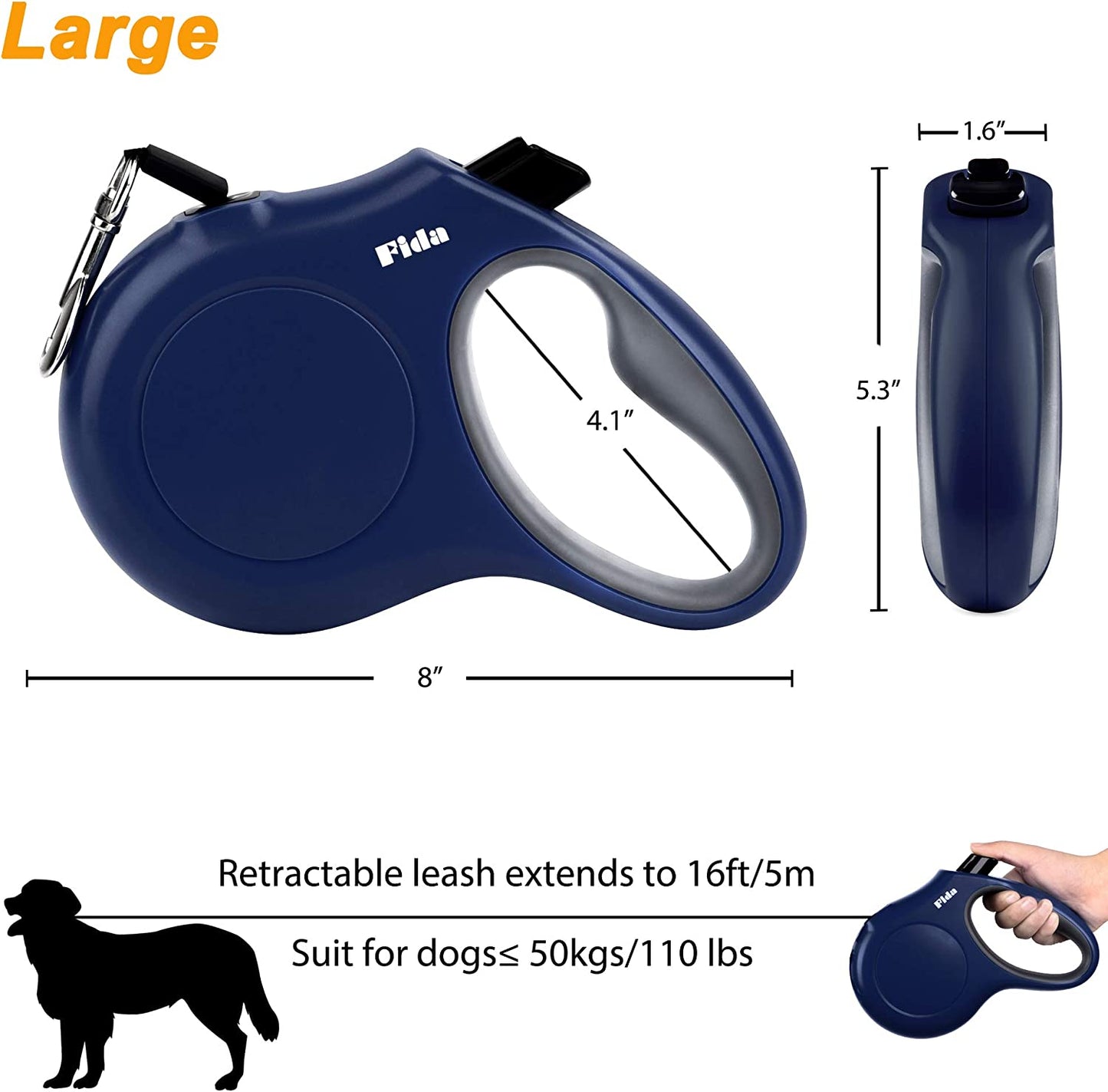 Retractable Dog Leash with Dispenser and Poop Bags
