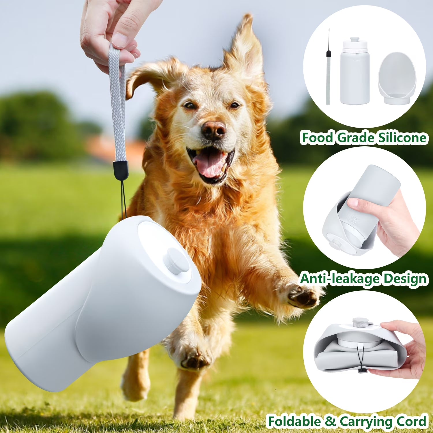 Dog Water Bottle - Leak-Proof Portable Dispenser for Travel, Hiking, and Walking (19 Oz)