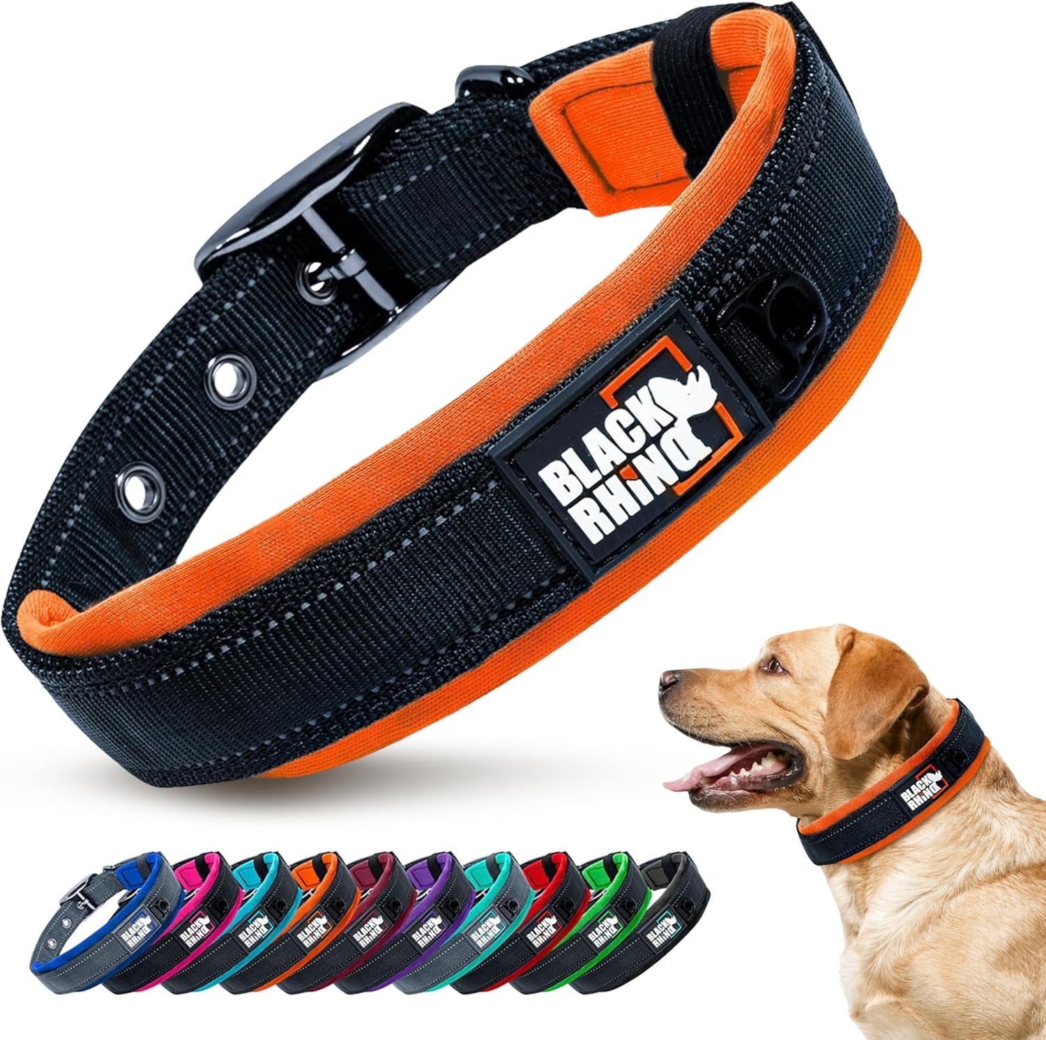 Black Rhino Padded Dog Collar