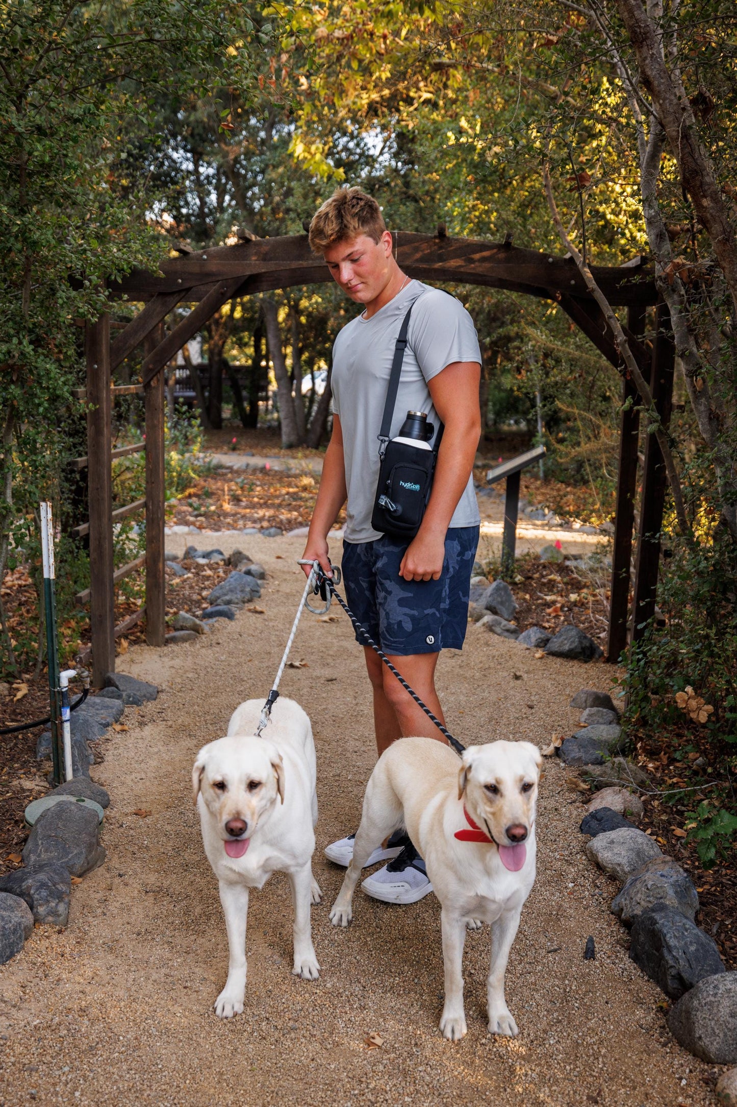 Hydropet Stainless Steel Dog Water Bottle with Dual Bowls and Neoprene Carrying Bag