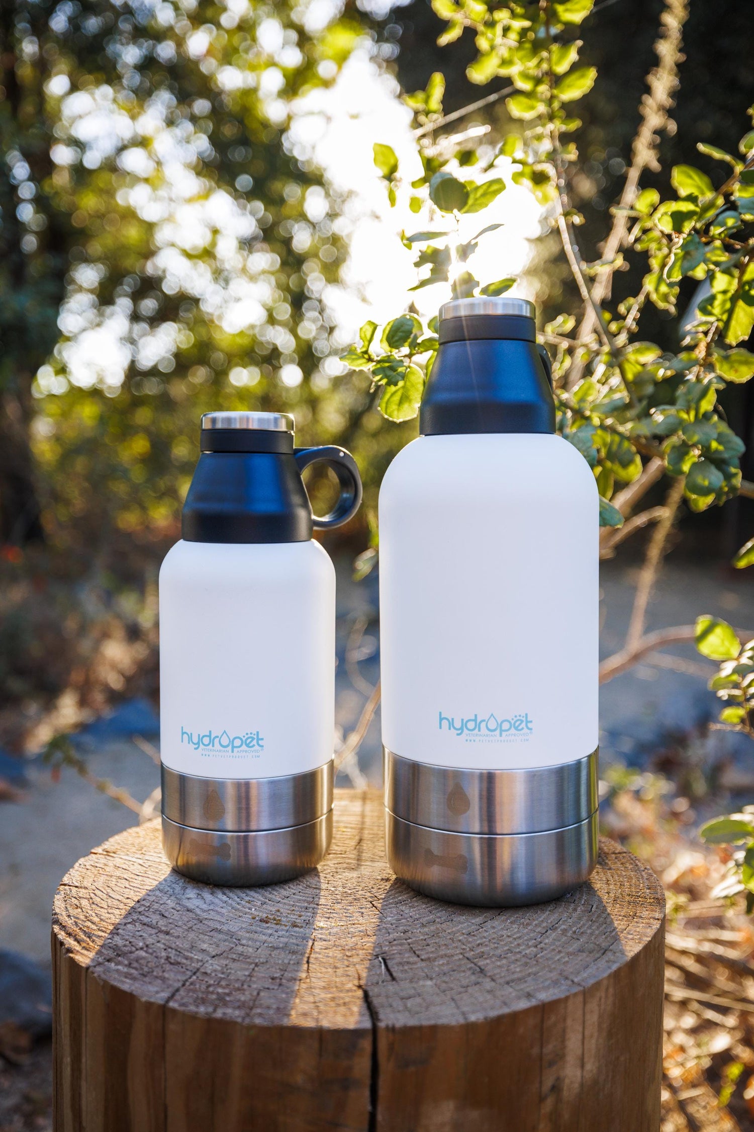 Hydropet Stainless Steel Dog Water Bottle with Dual Bowls and Neoprene Carrying Bag